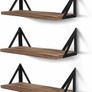Wall Mounted Floating Shelves Set of 3, 42cm x 15cm x 10.5cm Storage Bookshelf for Living Room Office Bedroom Bathroom Kitchen Display Rustic Wood with Metal Bracket (MULTIPLE STYLES, COLOURS) Image 3