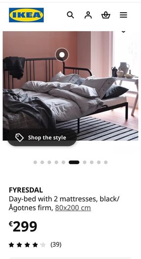 FYRESDAL metal frame sofa bed/ day bed 80x200cm