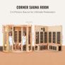 Far Infrared Wooden Sauna Room Home Sauna Spa for 3 to 4 Person 2470W Image 5