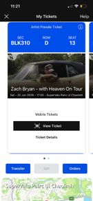 Zach Bryan 2 tickets