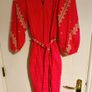 New pink dress Woolworth XS with embroidered details, cinched at the waist with a matching fabric belt Image 4