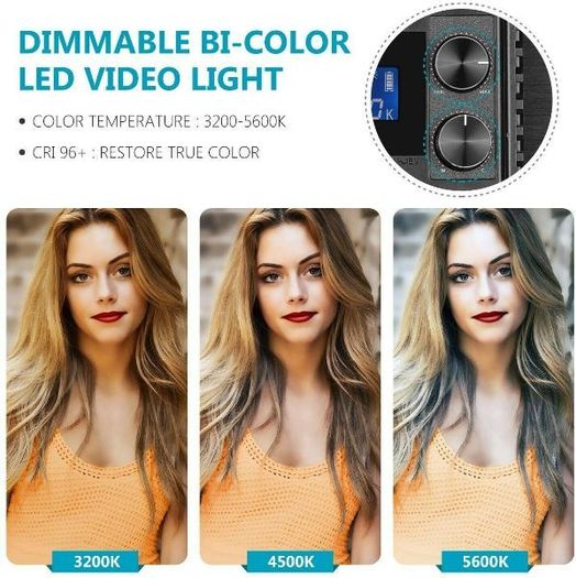 45221 Neewer 2x 660 Pieces (330 White+3300 Yellow) LED Video Light and Stands, Battery