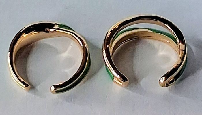 Gold & Green Oil Drip Style Twist Stacking Rings