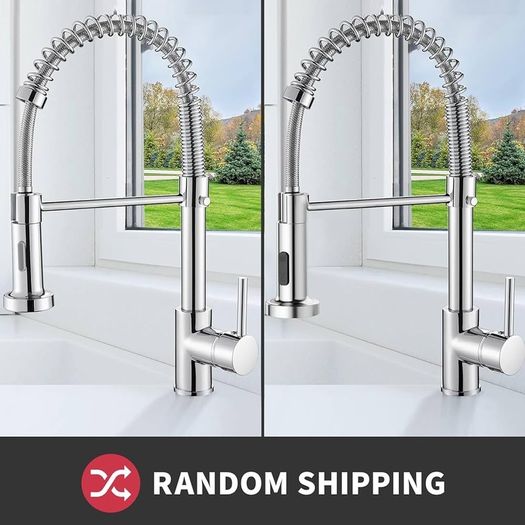 Kitchen Sink Mixer Tap Spring Kitchen Taps with Pull Out Spray, Commercial Kitchen Faucet Single Handle Lever, 2 Spray Modes High Arc Swivel 360 degree Kitchen Tap