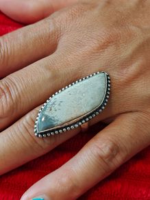 Beautiful Silver Toned Costume Ring - Good Quality - Size P (CS04)