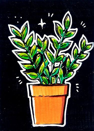 Original ACEO Card Night Bloom Painting Acrylic