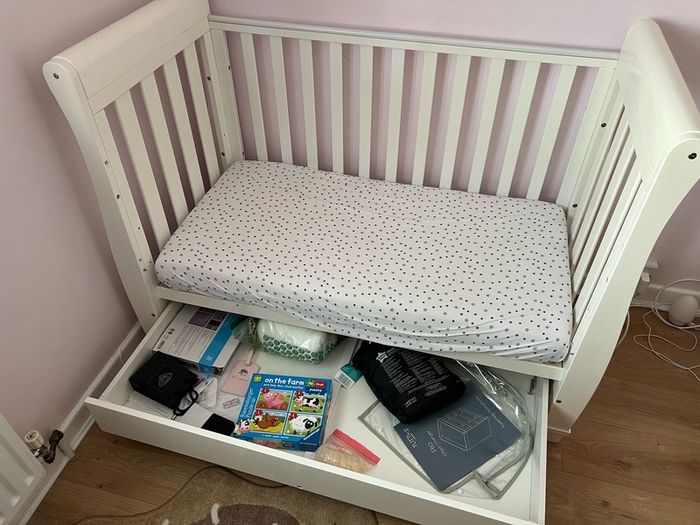 Babymore Eva Sleigh Cot Bed and Mattress Like New