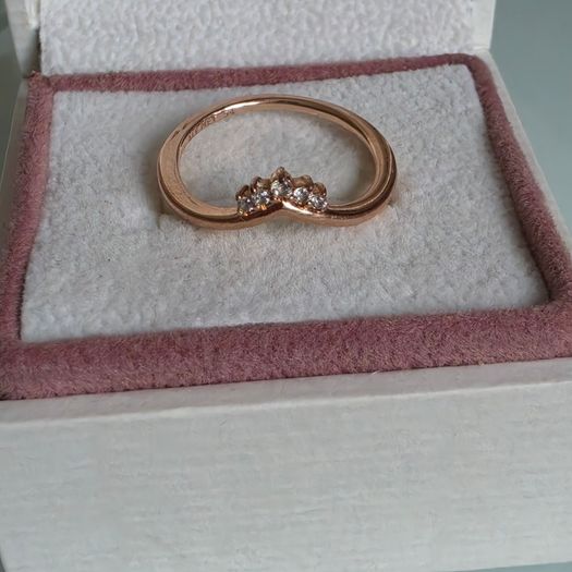 Pandora Tiara wishbone cubic zirconia rose gold plated size 54 perfect condition (no box)