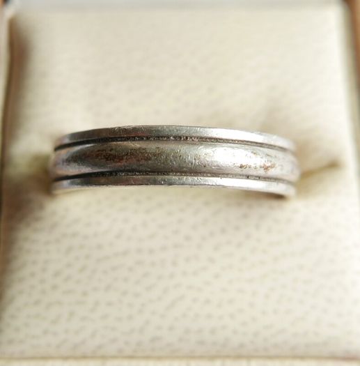 Vintage 925 Sterling Silver Band Men's Ring with Engraving size W - 4,6g