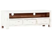 TV Cabinet White 120x30x40 cm Solid Acacia Wood