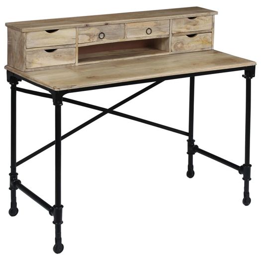 Writing Desk Solid Mango Wood and Steel 110x50x96 cm