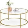 Living Room Coffee Table Living Room Glass AER Frame Round Coffee Table Gold Image 4