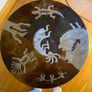 Unique artisan metal side table with native motifs Image 2