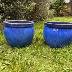 Blue Glazed Planter