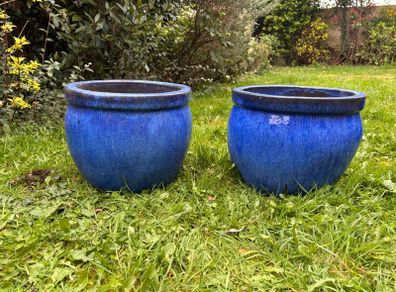 Blue Glazed Planter