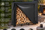 4ft Outdoor Firewood Log Rack with Waterproof Cover