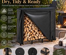 4ft Outdoor Firewood Log Rack with Waterproof Cover