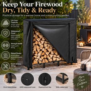 4ft Outdoor Firewood Log Rack with Waterproof Cover
