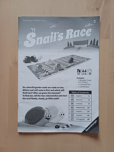 Snail's Race Family Board Game 3 Years+ Ravensburger Games 2020