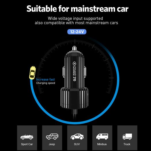 USLION 18W QC 3.0 USB Phone Small Car Quick Charger (Brand New/Warranty)