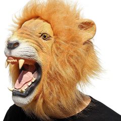 Lion Mask Latex Realistic Animal Full Head Masks for Halloween Costume Party Carnival Cosplay Yellow