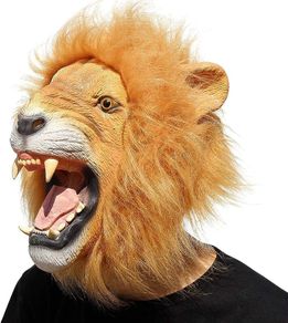 Lion Mask Latex Realistic Animal Full Head Masks for Halloween Costume Party Carnival Cosplay Yellow