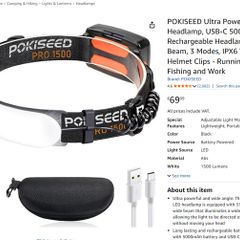 POKISEED Ultra Powerful 1500LM LED Headlamp