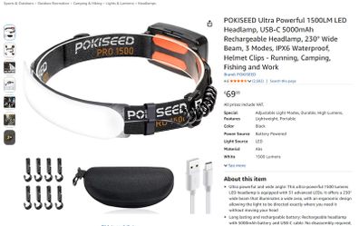 POKISEED Ultra Powerful 1500LM LED Headlamp