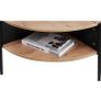 Wood Round Coffee Table with 2 Tier Storage Partitioned Shelf Industrial Modern Design Sofa Table for Living Room Image 6