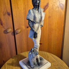 Vintage Sculpture of an Elegant Lady with a Dog