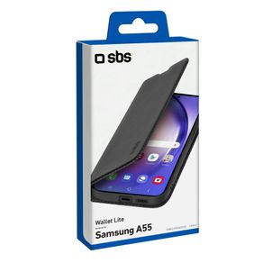 SBS Wallet Smooth Flip Case Black Fits Samsung A55, Samsung A55 5G