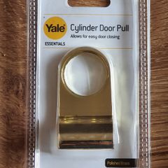 Yale Cylinder Door Pulls. Polished brass