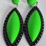 Neon Fluorescent Green & Black Marquis Studded Earrings Image 8
