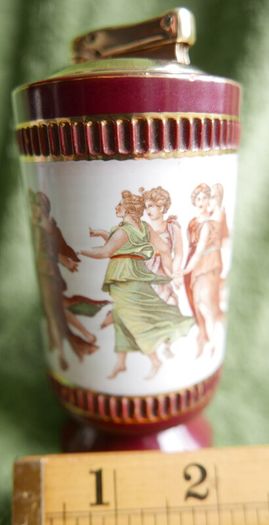 Vintage Colibri Grecian Fresco Design Porcelain Lighter - Handmade In Italy-Fiorentine collectible vintage lighter
