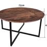 Round Coffee Table Tea Table End Table Sofa Table for Living Room with Metal Legs, Black+Brown oak Image 2