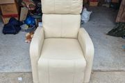 Cream Leather Recliner Armchair
