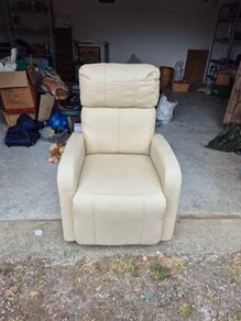 Cream Leather Recliner Armchair