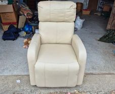 Cream Leather Recliner Armchair