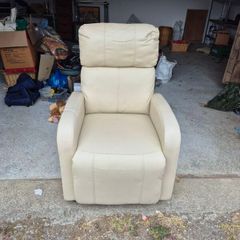 Cream Leather Recliner Armchair