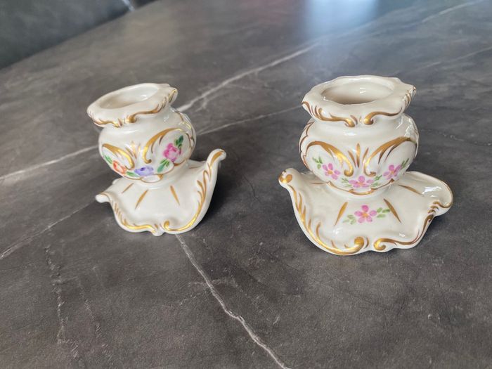 Irish Dresden pretty hand painted candle holders