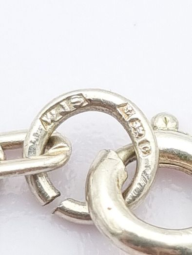 Vintage Signed 925 Sterling Silver Anchor Link Chain, Full British Hallmarks 1977