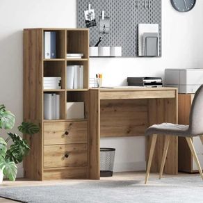 Desk with Drawer 2 pcs Artisan Oak