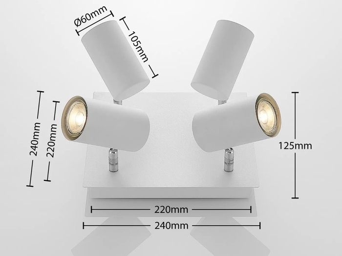 White GU10 Ceiling Light Four Bulb