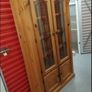Solid Pine Display Cabinet / Bookcase with Leaded Glass Doors Image 4