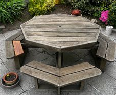 Wooden Picnic Table with built in seating