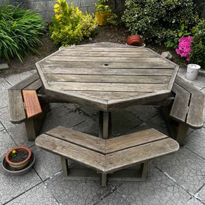 Wooden Picnic Table with built in seating