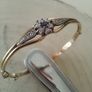 Vintage Rolled Gold Bangle Bracelet  Amethyst  Clear Stone Cluster Image 7