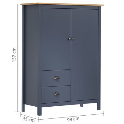 _2-Door Wardrobe Hill Range Grey 99x45x137 cm Solid Pine Wood