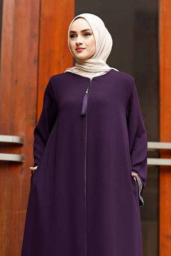 Brand New Women's Long Sleeve Open-Cut Abaya Floor-Length Zip