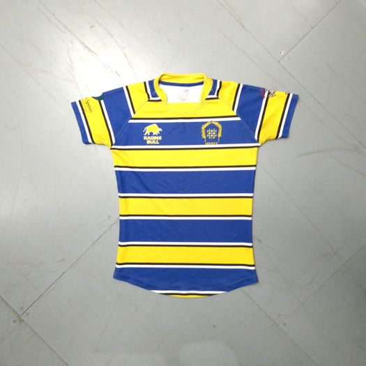 Old Ruts FC (S) Player Issue Rugby Jersey  Raging Bull Shirt  Yellow Blue Small